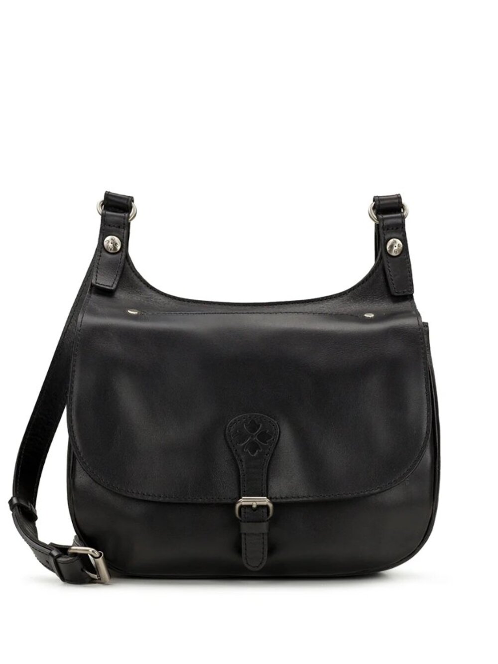 Patricia Nash Black Leather London Saddle Bag